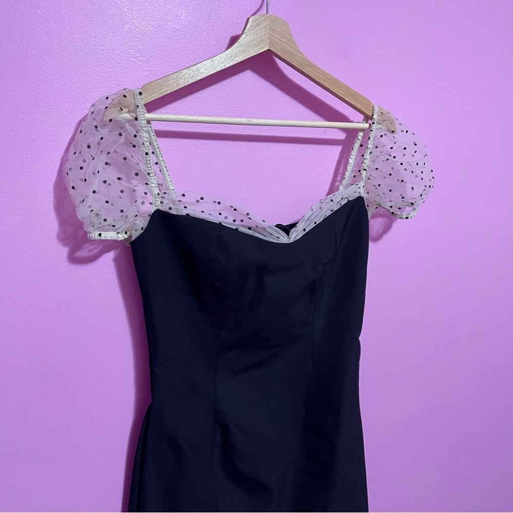 Camila Coelho Heirloom Tulle Puff Sleeve‎ Mini Dress Small Black Flocked Dot - Picture 8 of 12